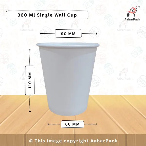 360 ML (12oz) Single Wall White Paper Cups – Pack of 1000 – Disposable, Recyclable Cups for Hot & Cold Beverages